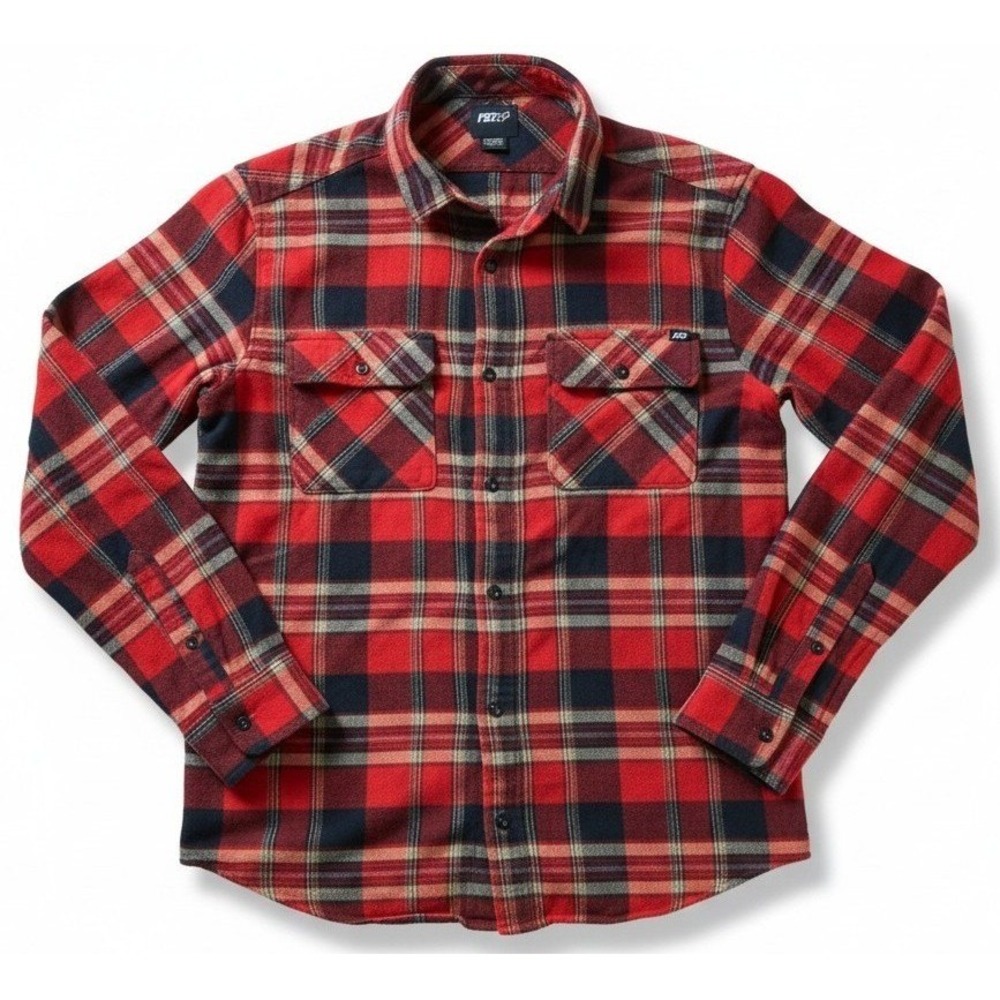 Fox‎ Racing Mens Button Down Shirt Medium Red Plaid L/S Flannel Casual Shirt
